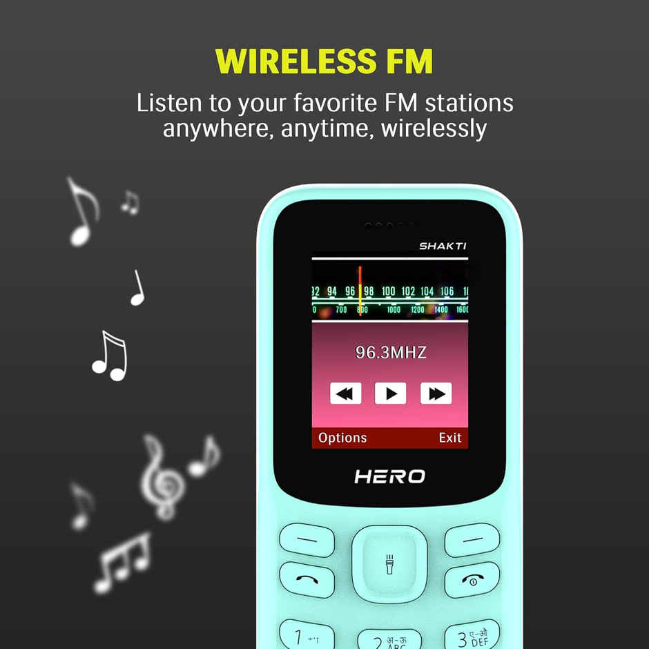 Lava Hero Shakti 2025 Dual Sim Keypad Mobile Phone with Vibration Alert |1.8" Display | Mint Green