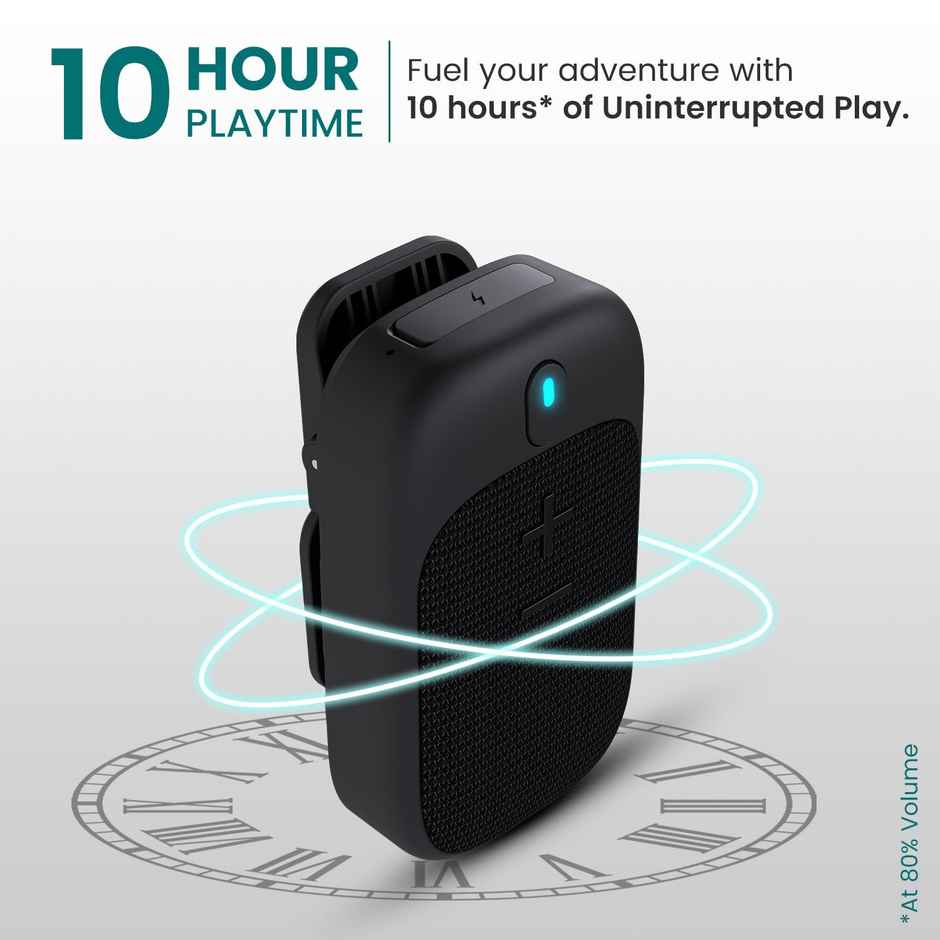 Portronics Talk Four 2W Wearable Bluetooth Speaker with Mic, Magnetic/Spring Clip-On