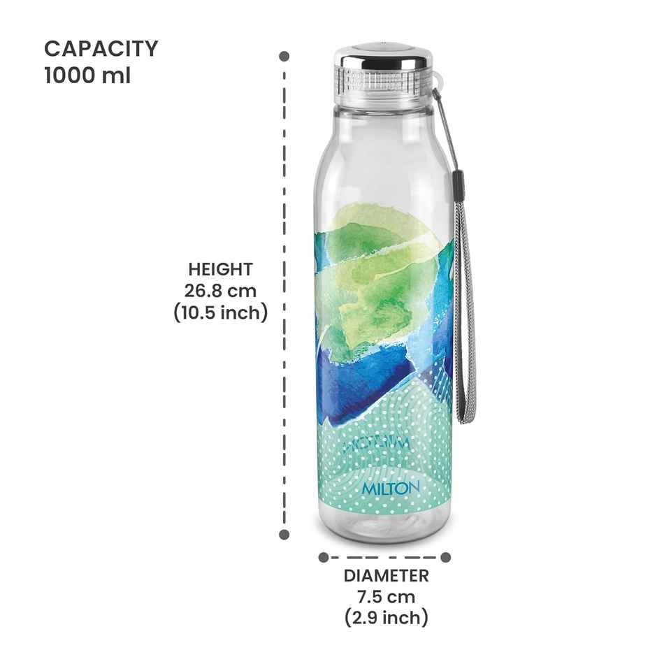 Milton Plastic Helix Water Bottles Reusable Fridge Bottle | Green | 1 L