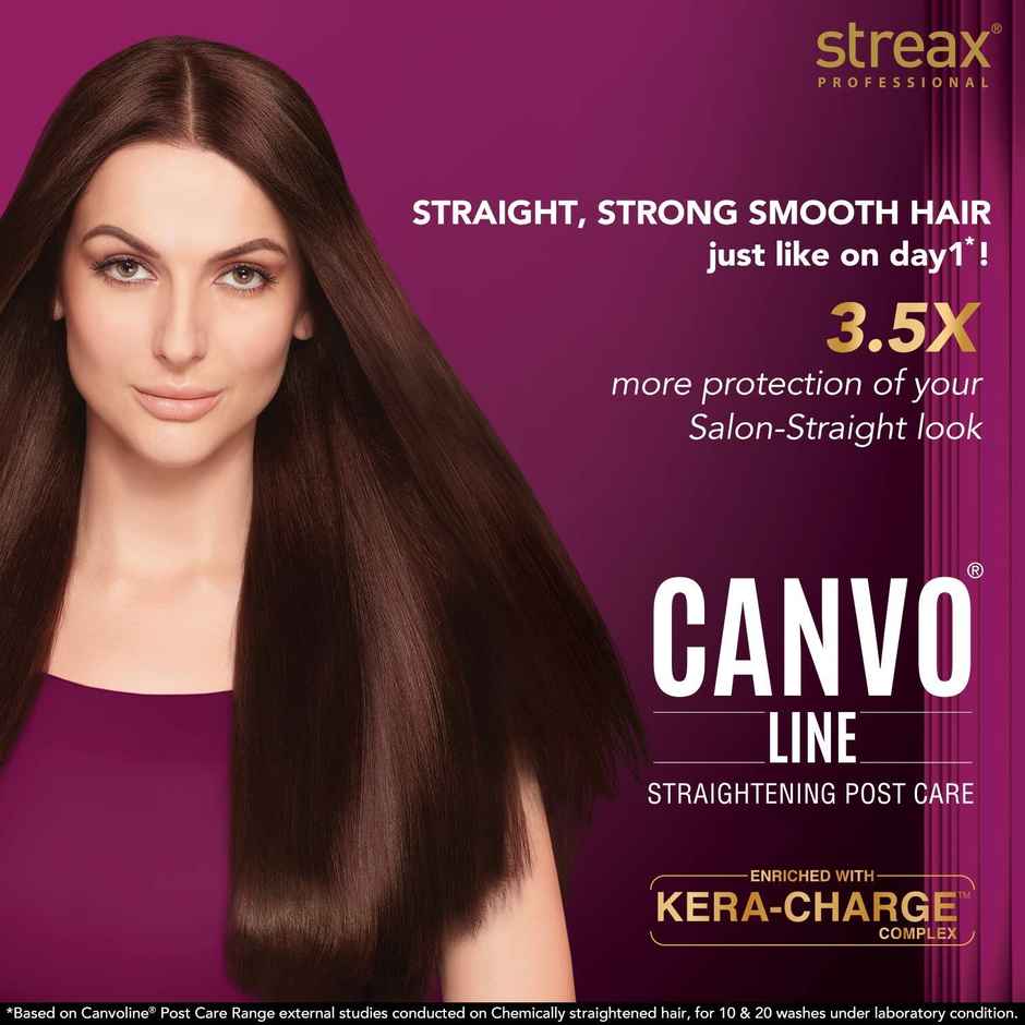 Streax Professional Canvoline Shampoo For Straightened Hair, With Kera-Charge & Baobab Oil
