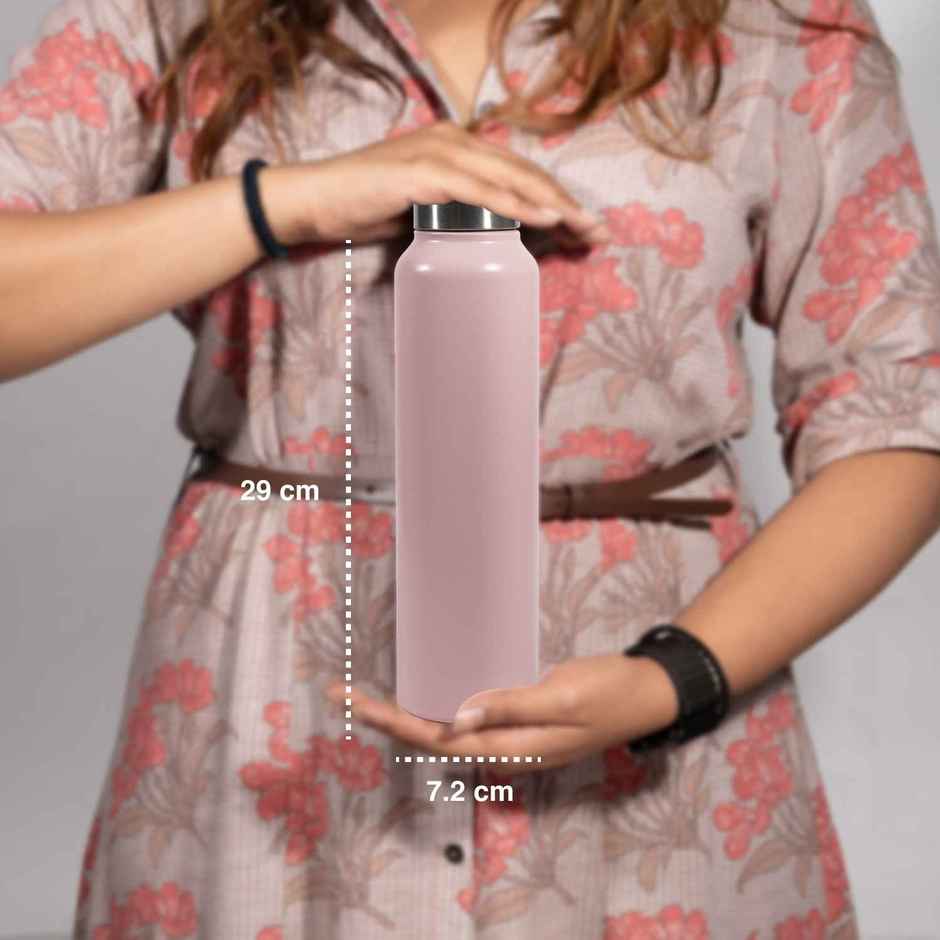 BAY6 Stainless Steel Lean Water Bottle 1000ml | Baby Pink Color