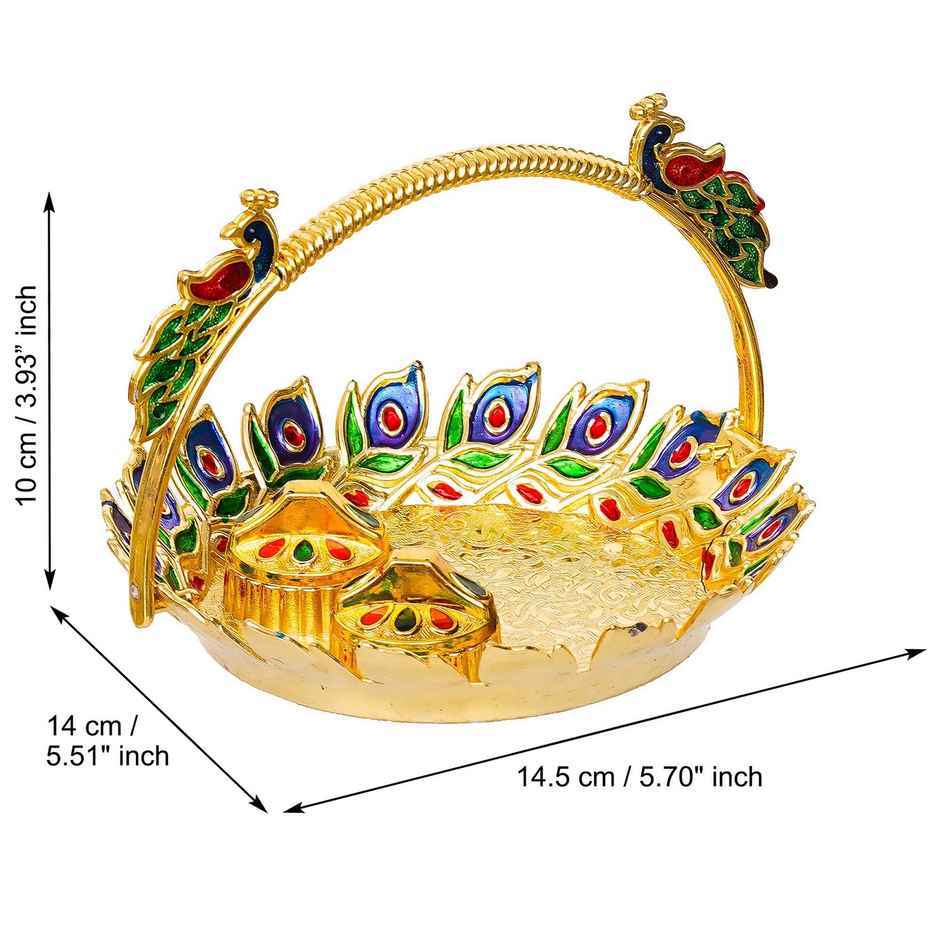 Peacock Decorative Aarti Thali Set for Pooja | Ecraftindia