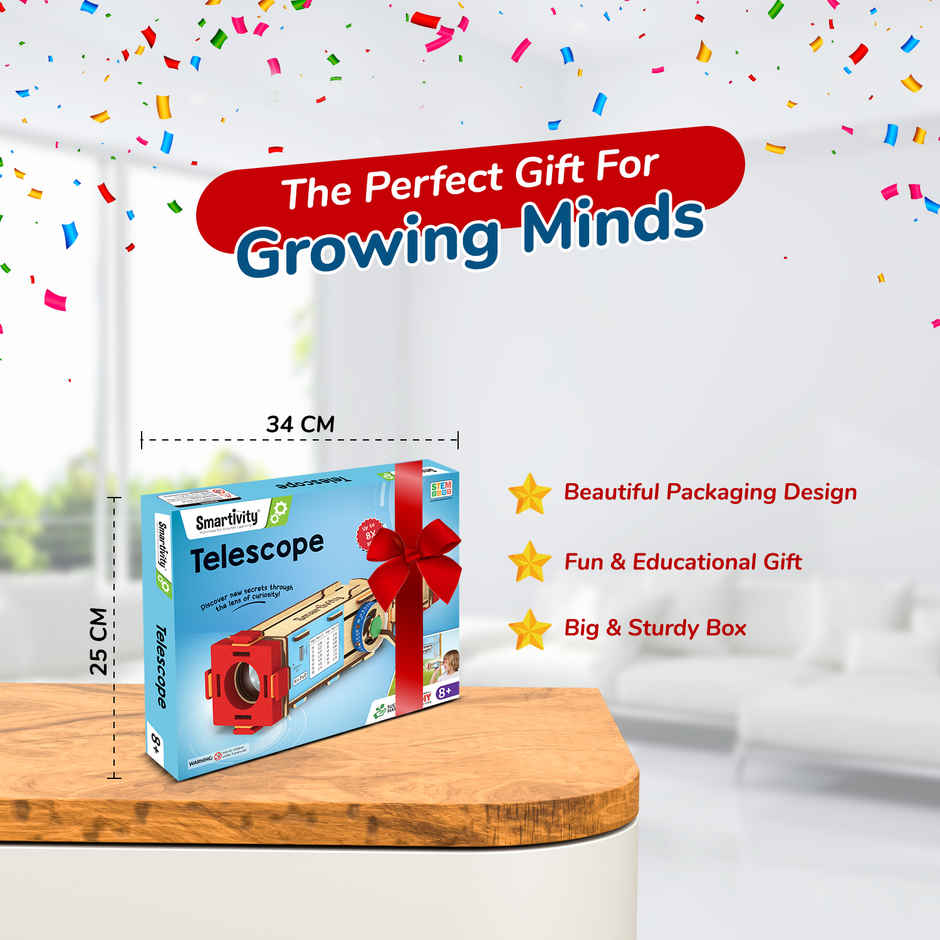 Smartivity Telescope 8X Zoom, Fun Exploration for 6 to 12-Year-Old Kids, Learning DIY Activity Kit