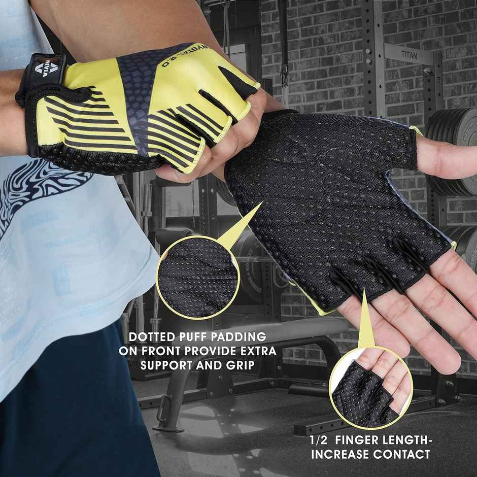 Nivia Crystal 2.0 With Strap Spandex Gym Gloves (L)