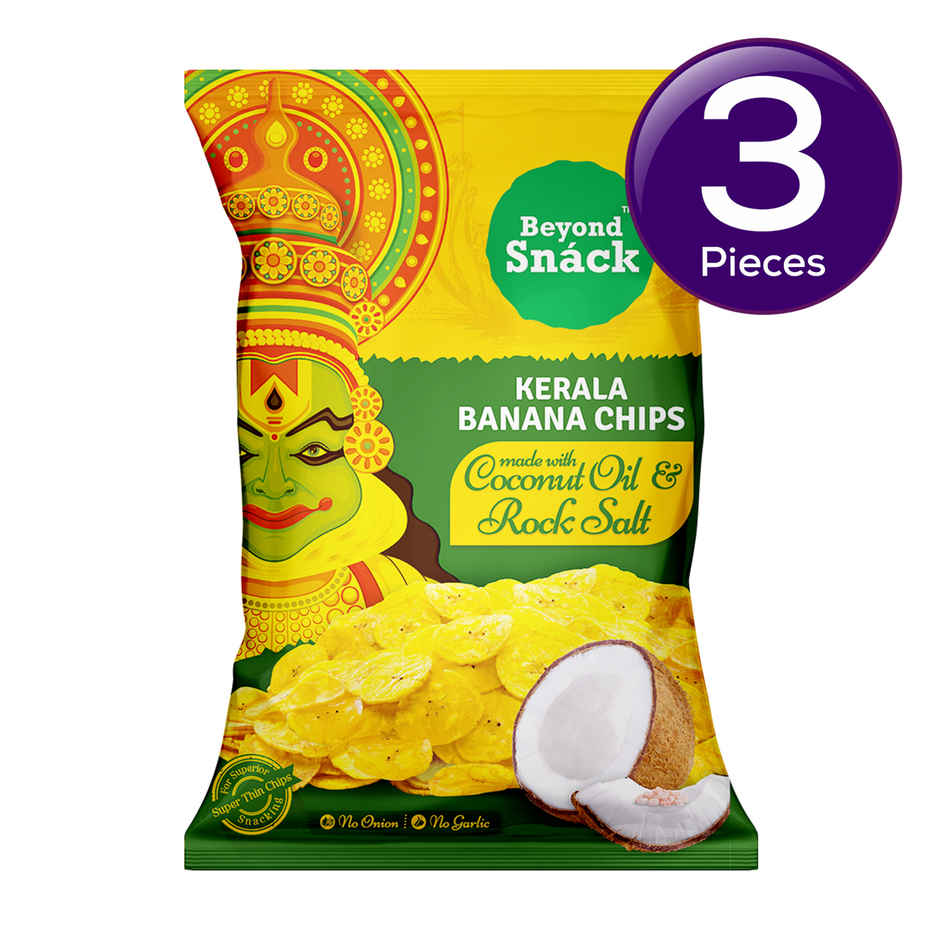 Beyond Snack Kerala Banana Chips - with Coconut Oil & Rock Salt Combo