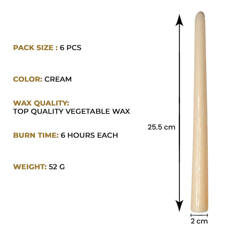 EKAM Scented Taper Candles (6 pcs) Gift Pack | Cedar & Mahogany | 52 g | 6 H Burn | Table Decor