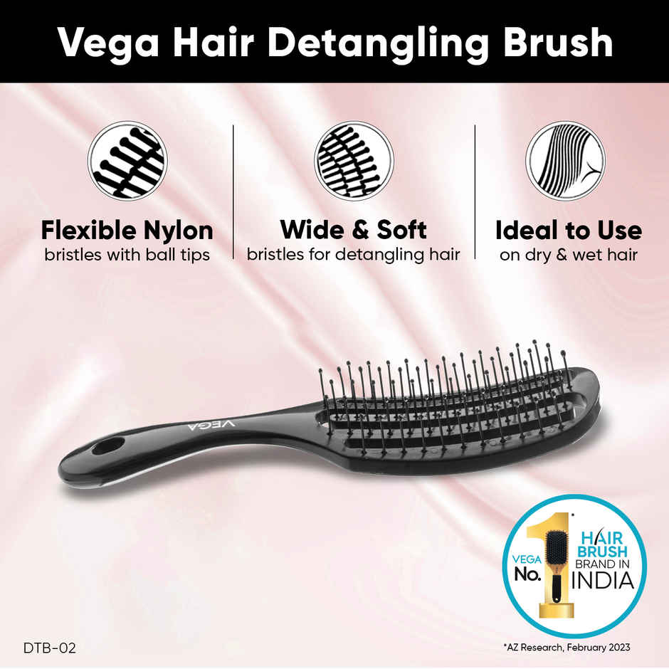 Vega Detangling Brush for Women, Men & Children, Wet & Dry Use (DTB-02)
