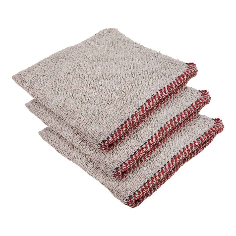 Kuber Industries Plain Floor Cleaning Pocha For Home|Small|18x18 Inch|Pack of 3|White