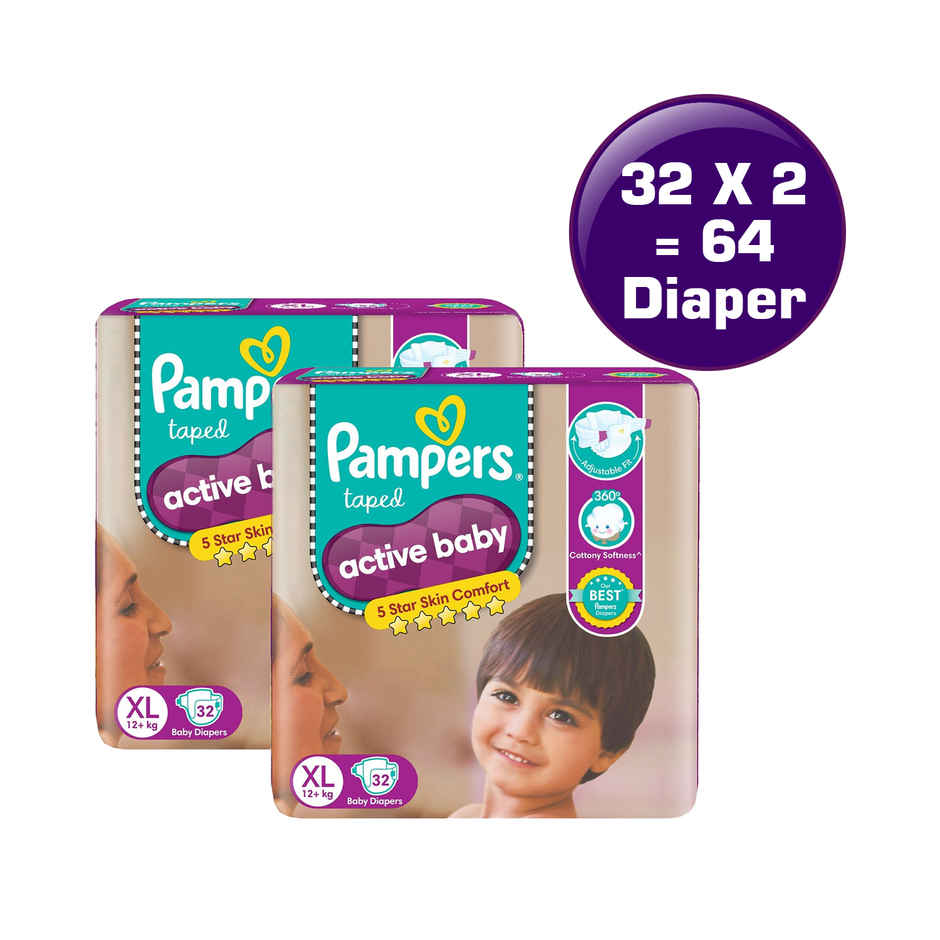 Pampers Active Baby Taped Diapers with Adjustable Fit - XL 38 pc Combo