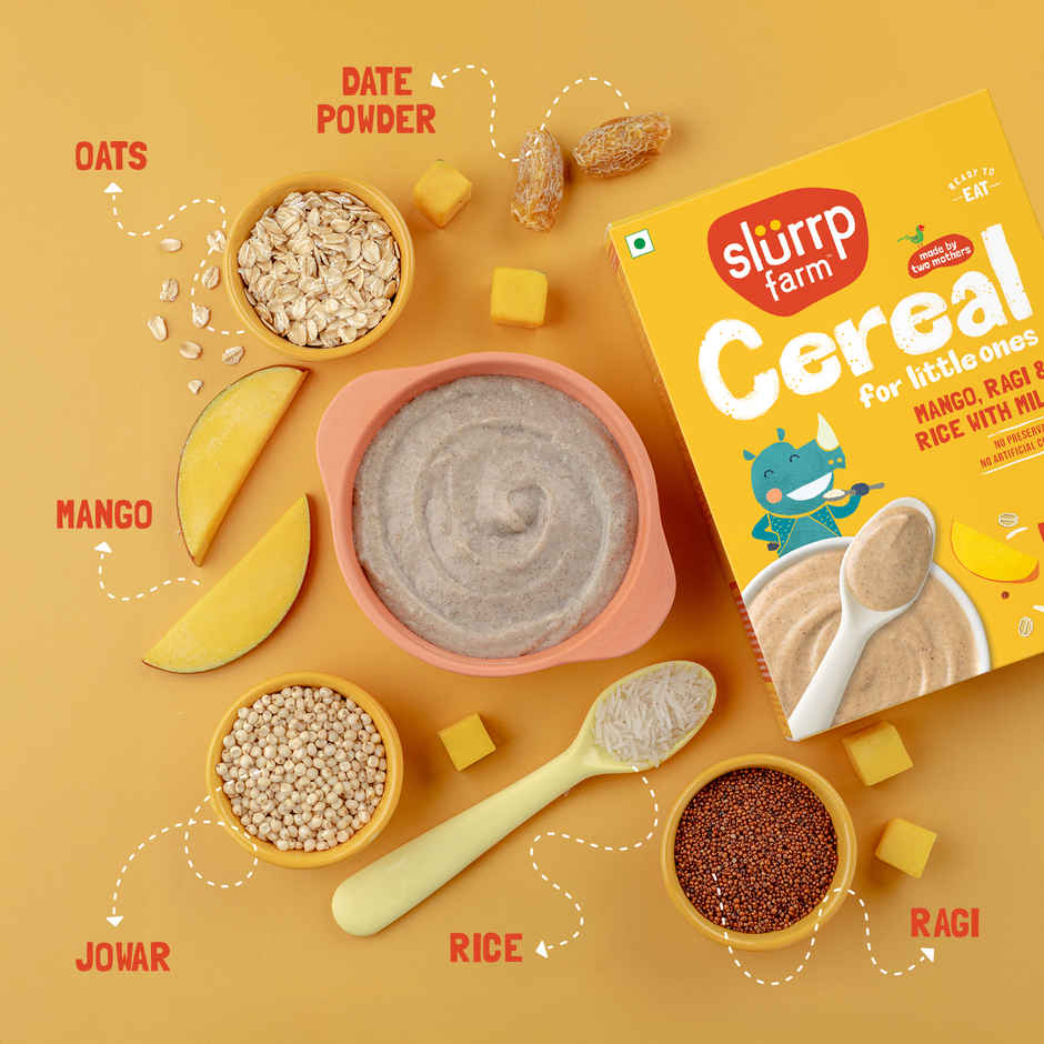 Slurrp Farm Mango, Ragi And Rice Cereal With Milk And No Added Sugar