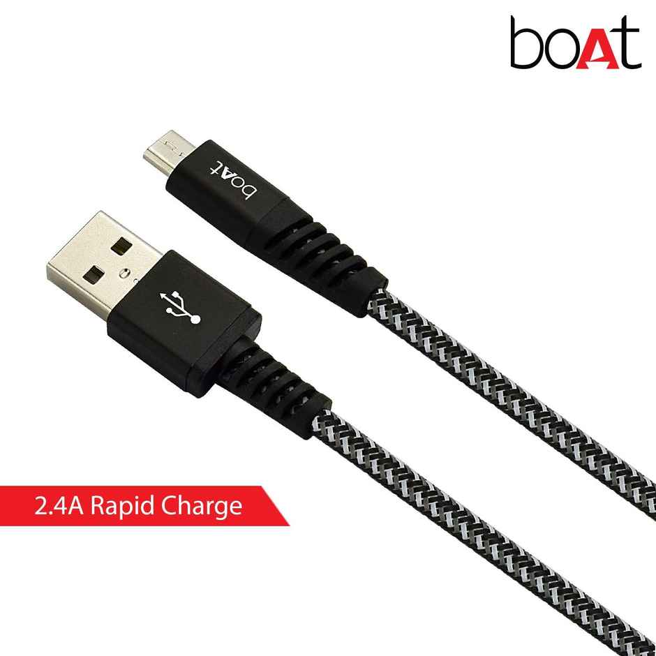 boAt Rugged V3 Extra Tough Unbreakable Braided Micro USB Cable 1.5 Meter (Black)