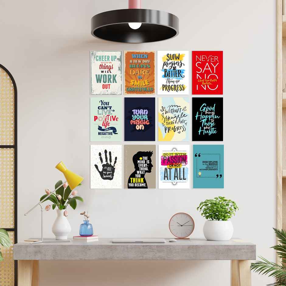 Paper Plane Design Motivational Wall Posters | Set of 12 | (29 cm x 21 cm) D36