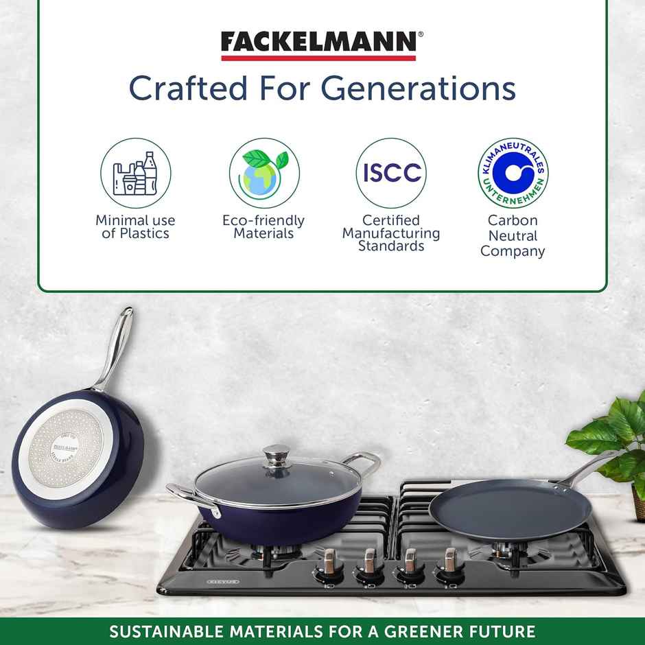 Fackelmann Ceramic Nonstick Kadhai With Lid 24 cm