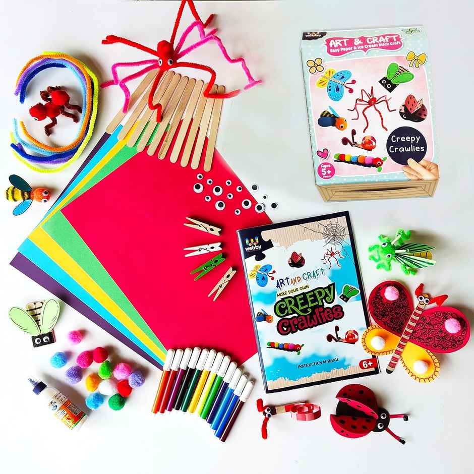 Webby DIY Art and Craft Kit Creepy Crawlies, Drawing, Painting Interesting Fun Activity for Kids