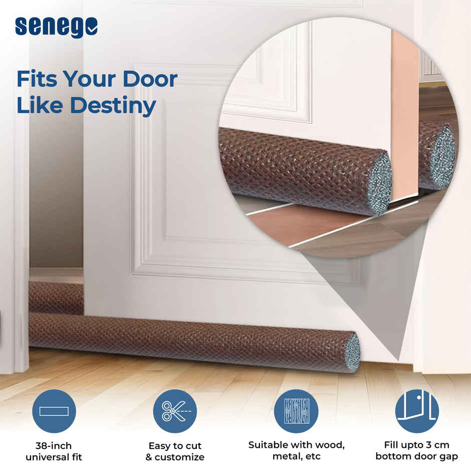 Senego Door Guard Bottom Seal Strip 38 Inch for Noise, Dust & Insect Blocker Door Gap Filler | Brown