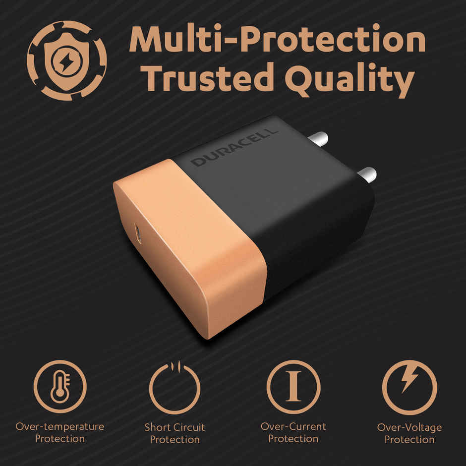 Duracell 20W Fast Wall Charger Adapter, 1 USB C, Fast Charging