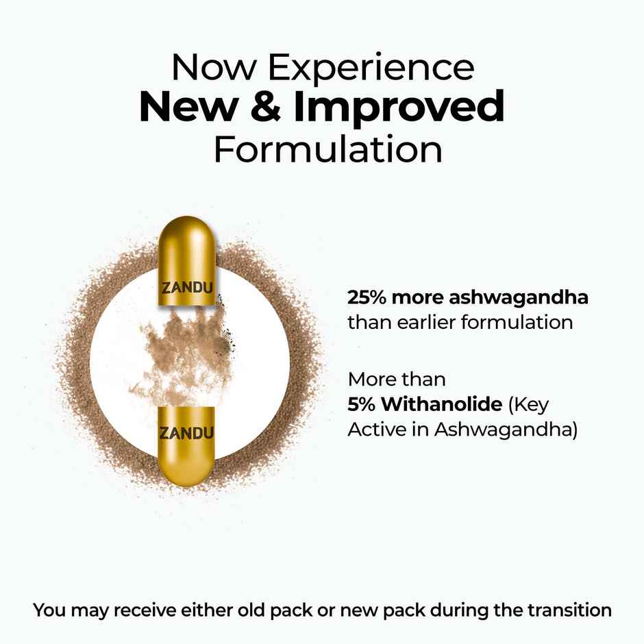 Zandu Ashwagandha Gold Plus Made with 24K Pure gold 9 Potent Herbs, Helps Improves Strength