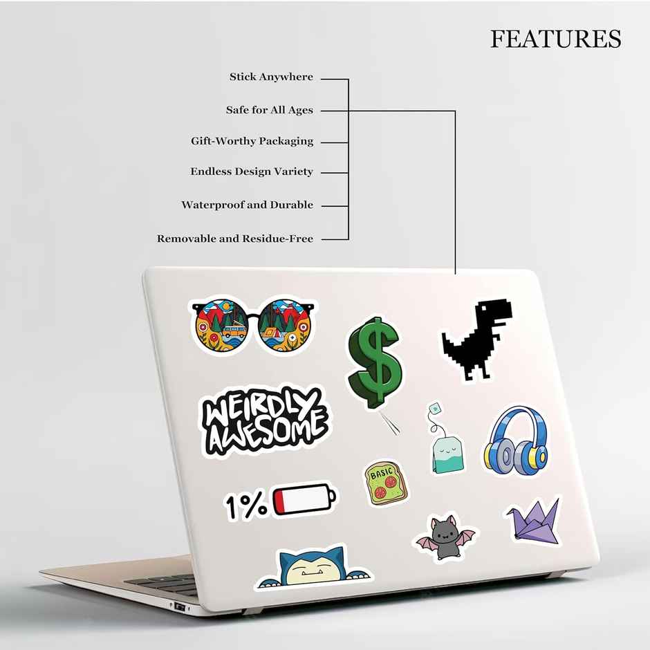 Papboo Reusable Waterproof Vinyl Stickers (Thar Pack Of 50)