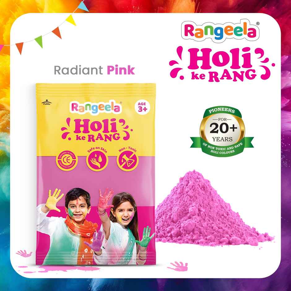 Rangeela Holi Ke Rang Colours Non Toxic | Easily Washable And Safe On Skin | Radiant Pink
