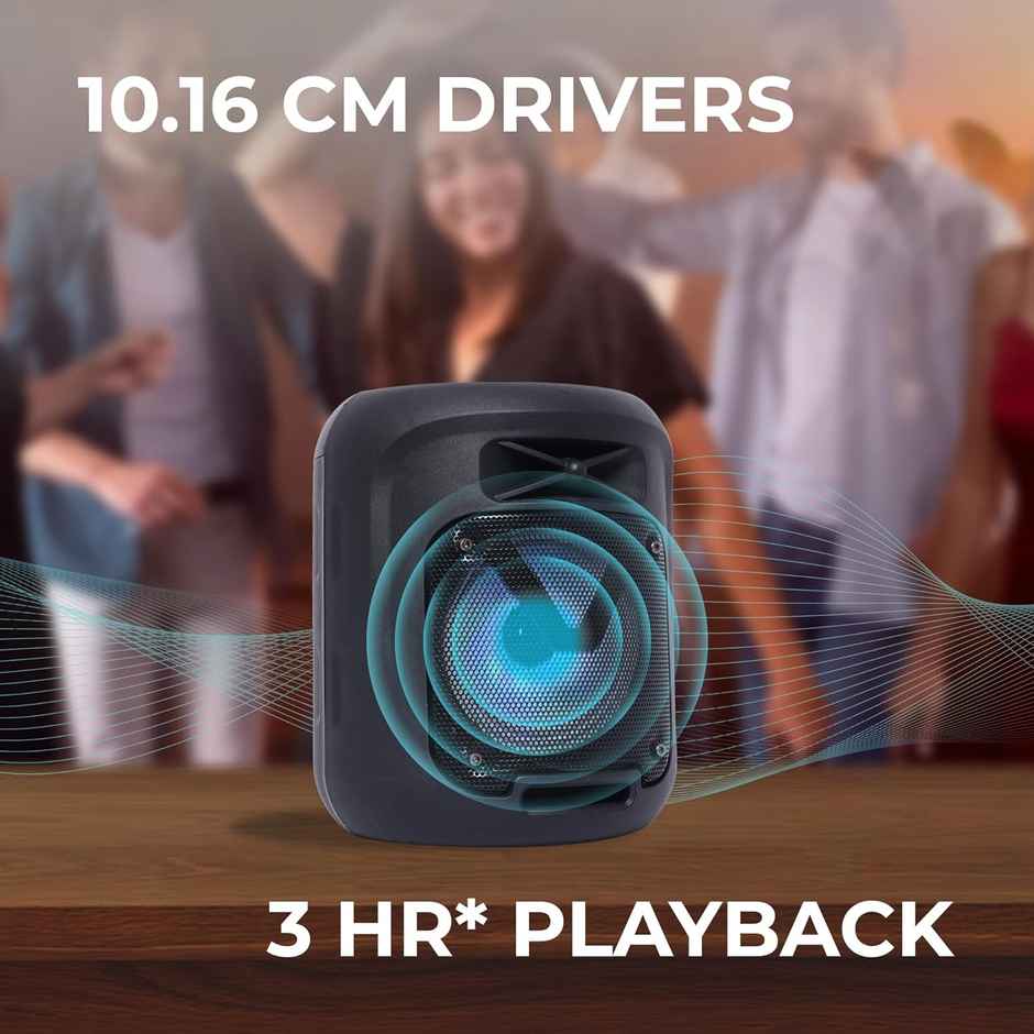 Zebronics Sound Feast 90 Blutooth Party Speaker, 10W Output, Portable Wireless Speaker with Bluetooth v5.0, RGB Lights - Black