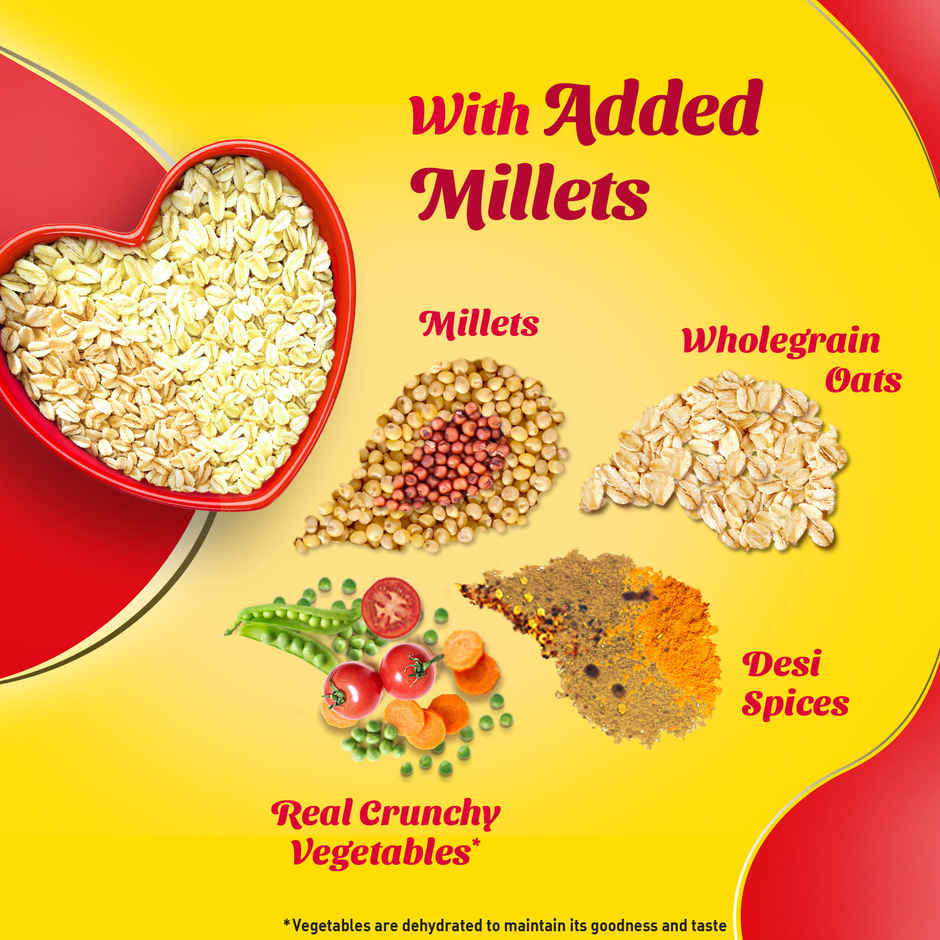 Saffola Masala Oats | Peppy Tomato | Anytime Snack | Ready In 3 Mins | Millets Goodness |500g