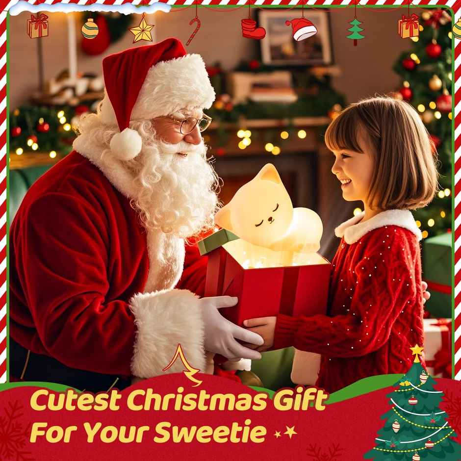 Hashwow Kitty Night Light, Color Changing Rechargeable Lamp