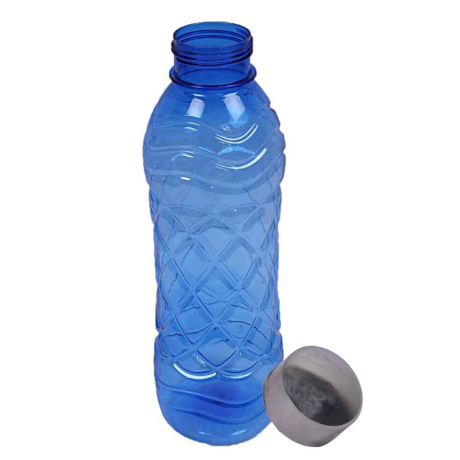 Kuber Industries Plastic 6 Pieces Fridge Water Bottle Set with Stainless Steel Lid- 1000 ml | Blue