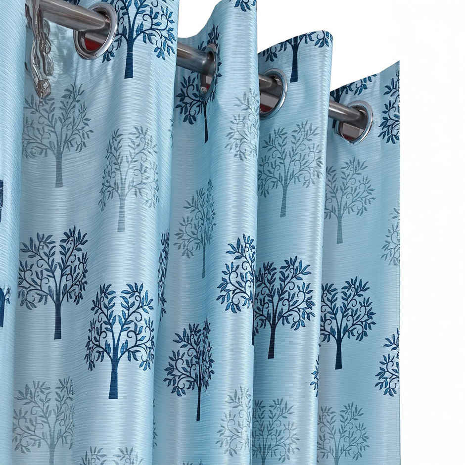 Cortina Polyster Printed Door Curtain 7Ft - Sky Blue