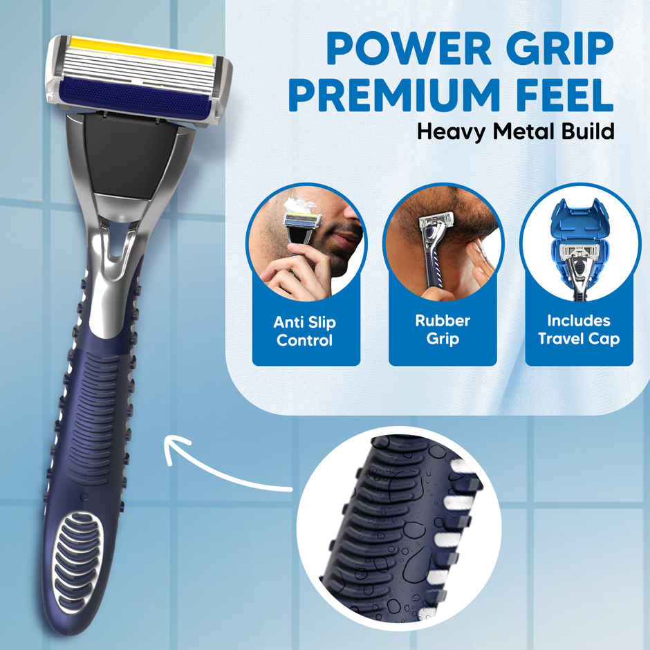 LetsShave Pro 6 Plus Shaving Razor for Men | World's First 6 Blade & Precision Back Blade Setup