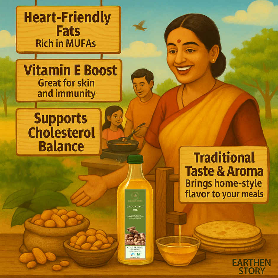 Earthen Story Organic Groundnut (Peanut) Cold Pressed Oil| Organic | Peanut Oil