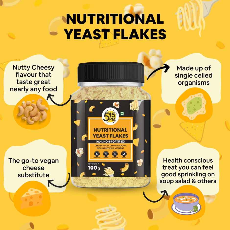 5:15PM Nutritional Yeast Flakes Unfortified 100g | Gluten Free and Vegan Yeast Seasoning