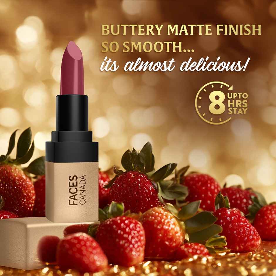 Faces Canada Comfy Matte Velvet Touch Lipstick - Berry Smoothie 04,4.2 g | 8Hr Stay | Intense Color
