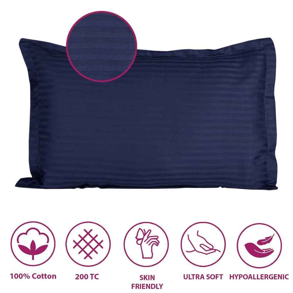 Elegant Weavers Striped Pillow Cover Solid Blue - Pack Of 2