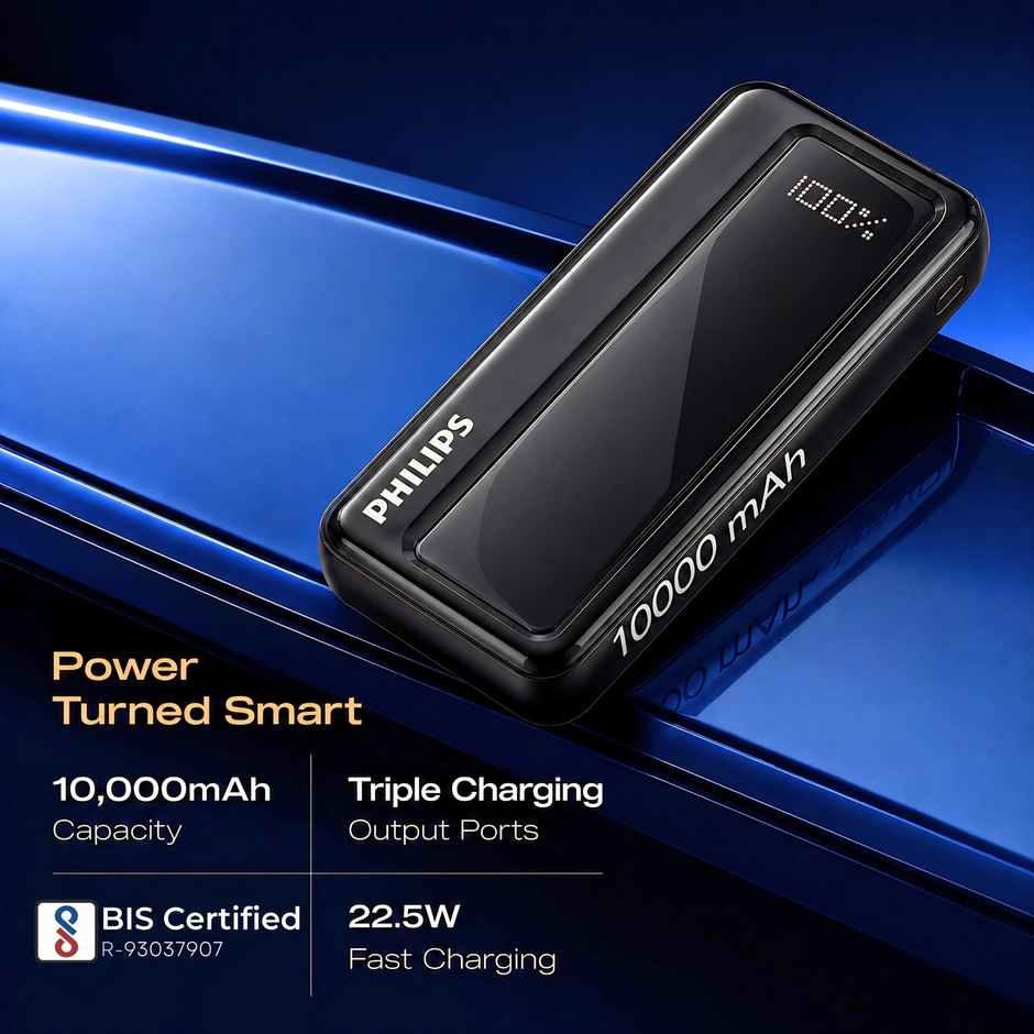 Philips DLP1711NB/94 10000mAh 22.5W Max Fast Charging Power Bank with Digital LED Display