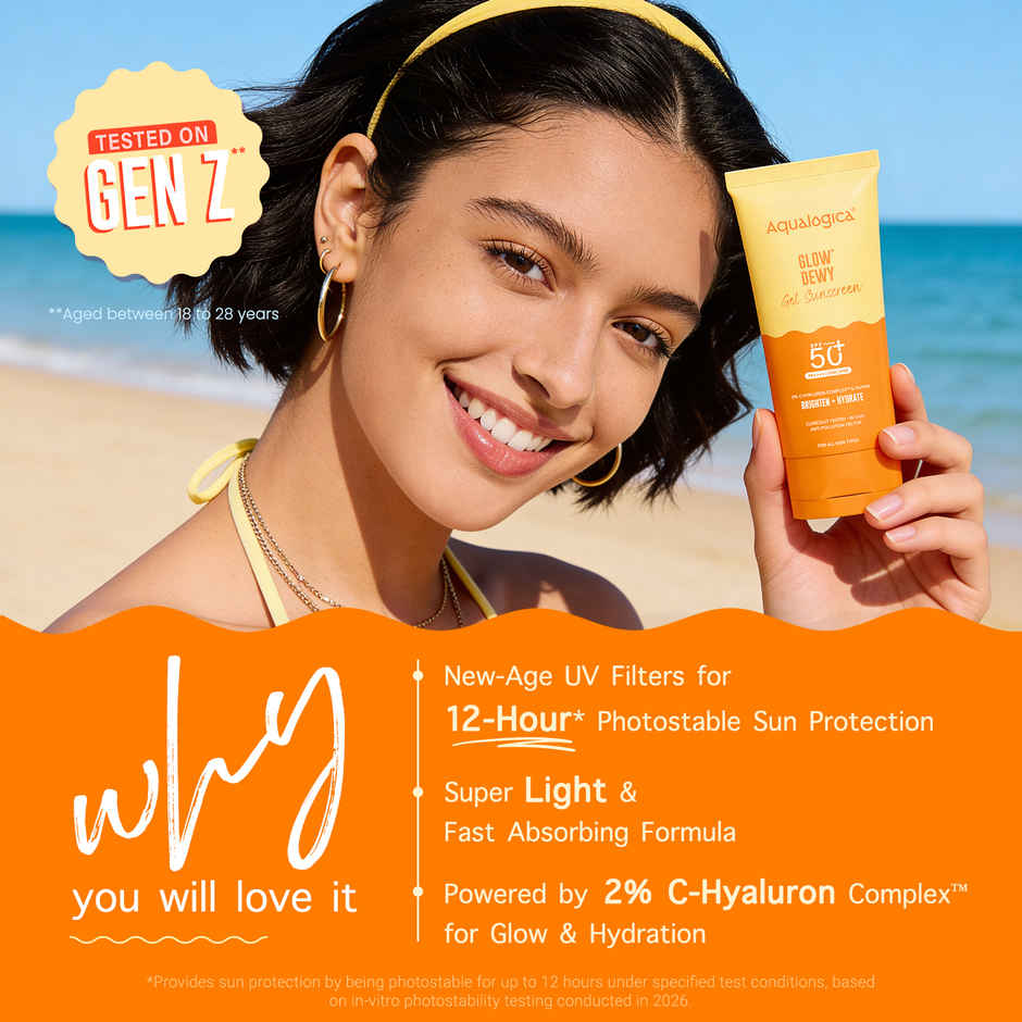 Aqualogica Glow+ Dewy Sunscreen SPF 50+PA++++ with Anti Pollution Factor (APF) | Papaya & Vitamin C Combo