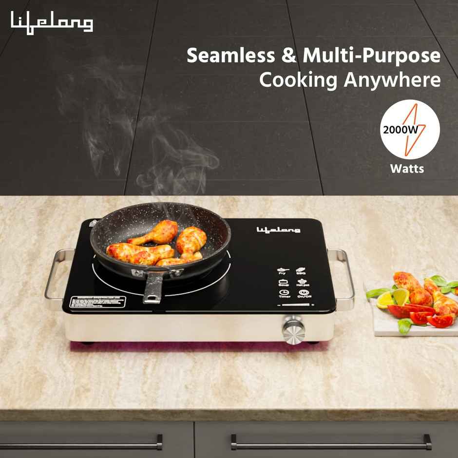 Lifelong 2000W Infrared Induction Stove with Temp Control & Surge Protection