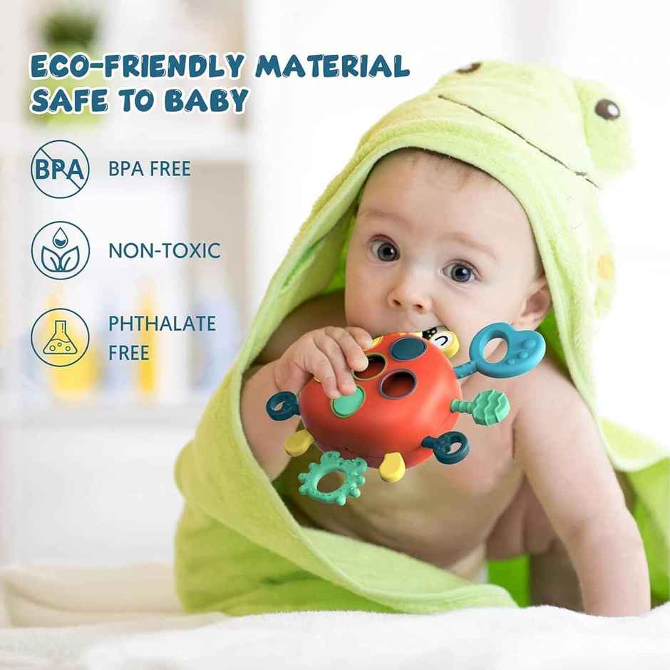 Kidology Crab Baby Pull String Montessori Toys for 6 Months, Sensory Toys for Toddlers,1 2 Year