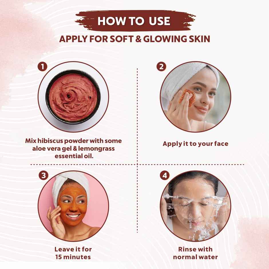 Bio Organic Natural Edible Hibiscus Powder by Indus Valley for DIY Face Pack & DIY Hair Mask