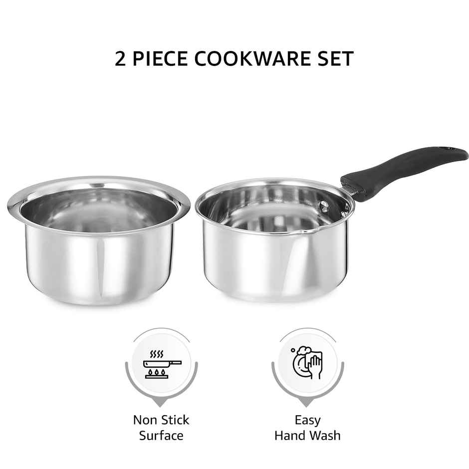 Jensons Stainless Steel Cookware Set | Saucepan & Tope 1.1 Litre