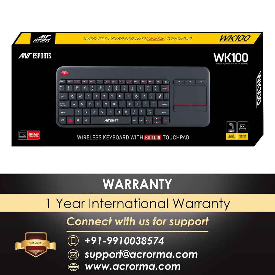 Ant Esports Wk100 2In1 Wireless/Bluetooth Keyboard, Black