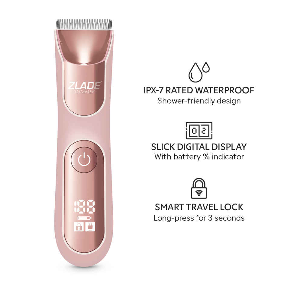 Zlade Summer Pro Intimate Body Trimmer for Women|Soft Ceramic Blades|Waterproof|Digital Display