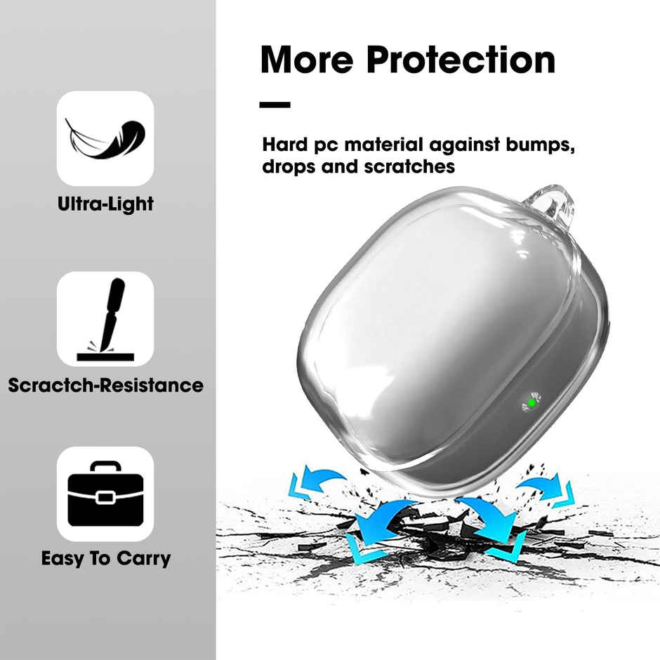 Sounce Silicone Case Cover for Samsung Galaxy Buds 2 | Anti-Dust with Carabiner | Transparent