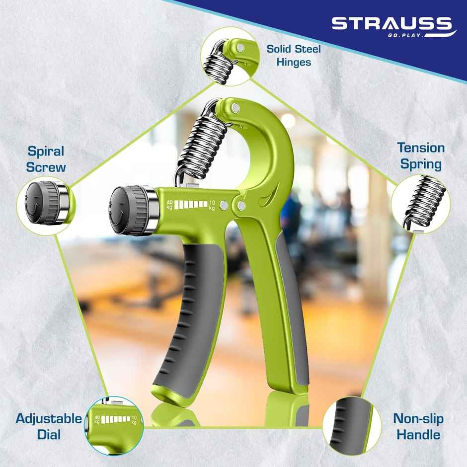 Strauss Adjustable Hand Grip Strengthener, (Black/Green)