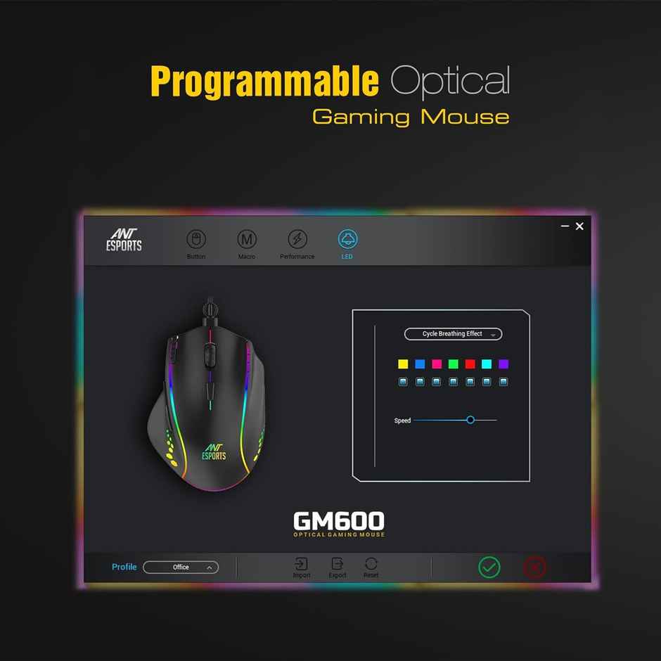 Ant Esports Usb Gm600 Rgb Wired Programmable Gaming Mouse