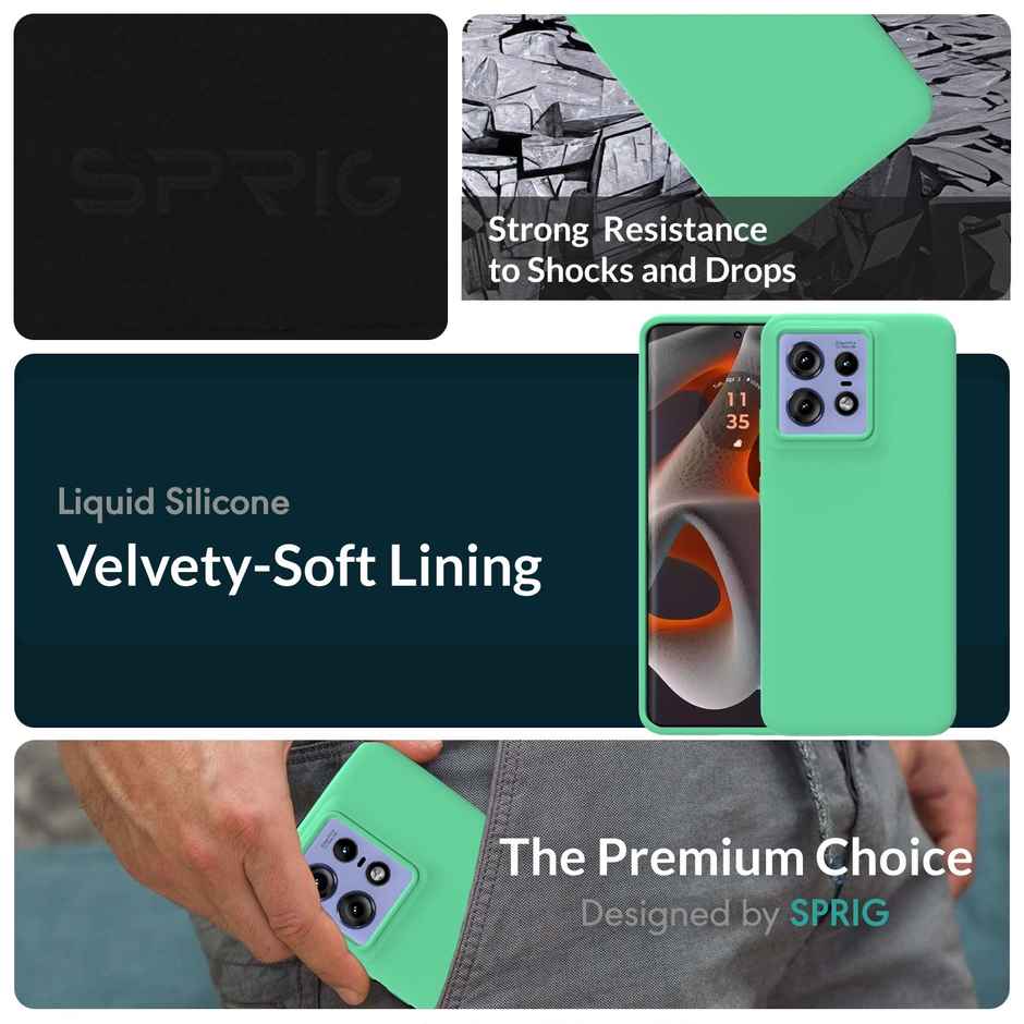 Sprig Liquid Silicon Back Cover/back Case for Moto Edge 50 Pro | Pastel Green