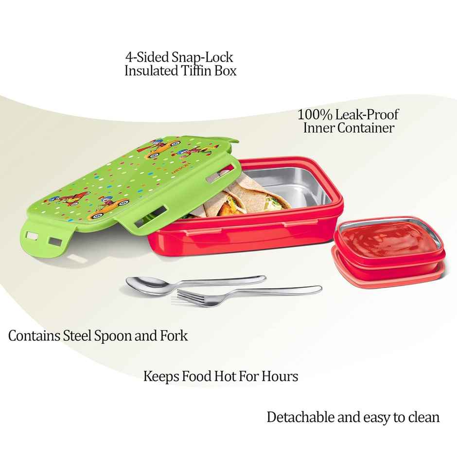 Milton Steely Deluxe Mini Inner Steel Kids Tiffin Box | Red