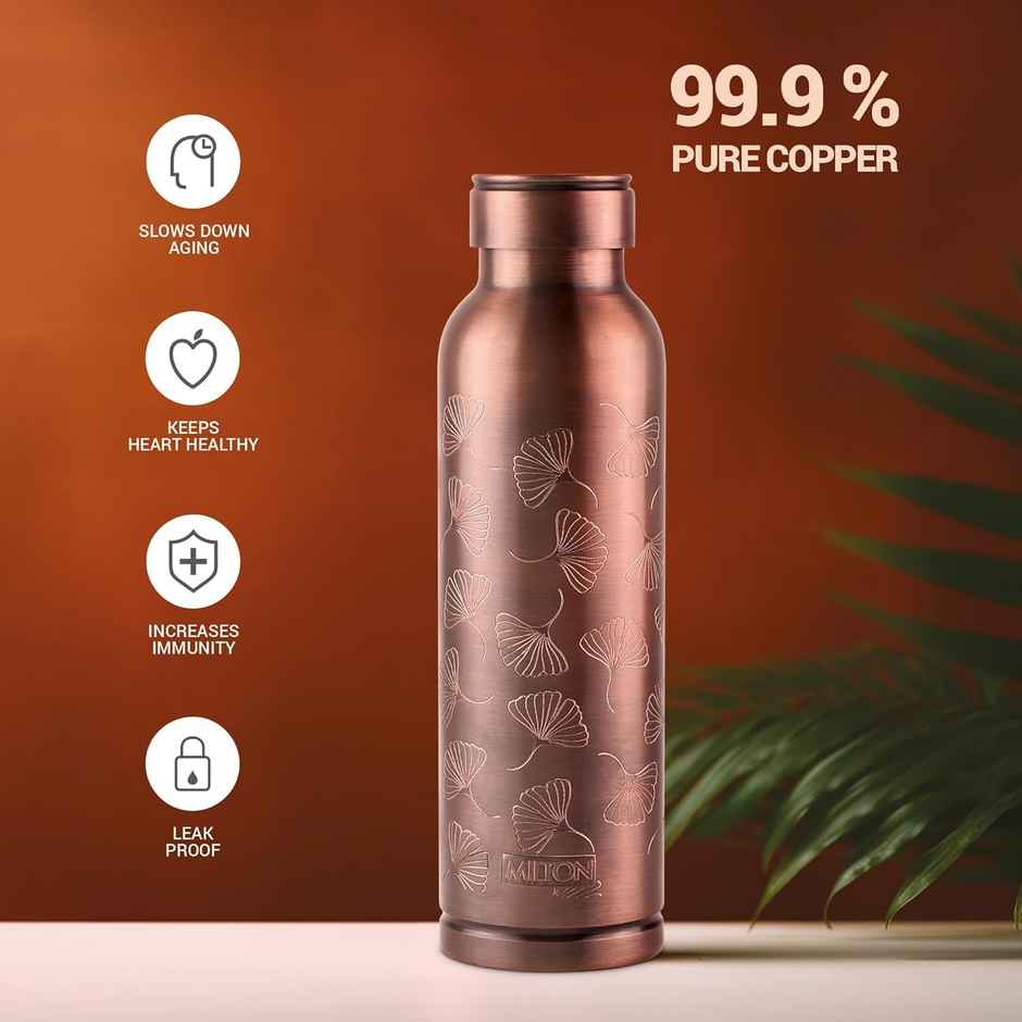 Milton Copper Bloom Rakhi Gift Hamper | 900 ml Copper Bottle | Rakhi | Roli Chawal