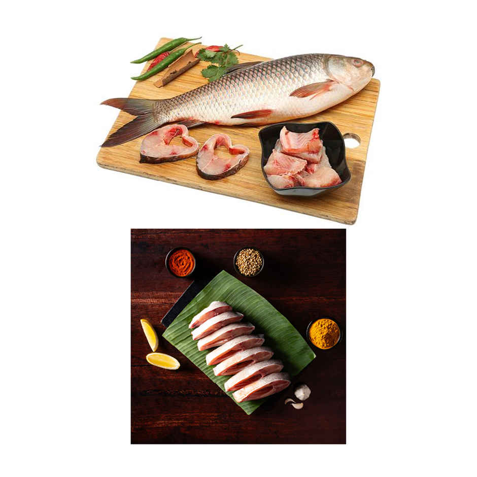 Relish Rohu Curry Cut With Head(500gms) & Relish Roopchand / Rupchanda Steaks(540gms) Combo