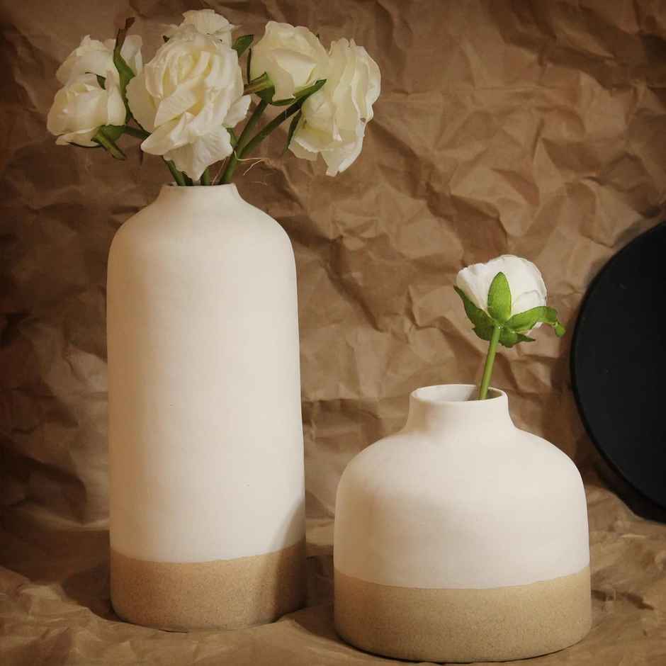 Tied Ribbons Set Of 2 Ceramic Vases Without Flowers