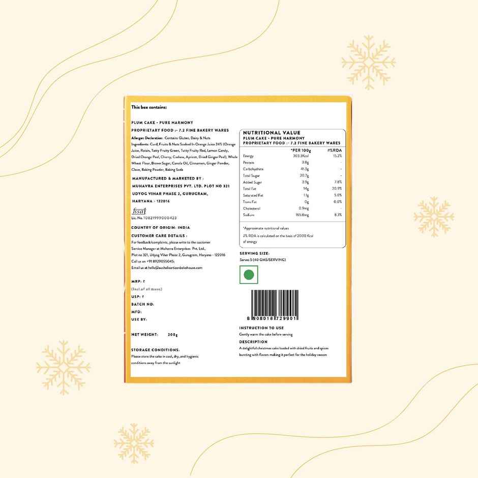 Suchali'S Artisan Bakehouse Plum Cake | Pure Harmony | Eggless/Veg